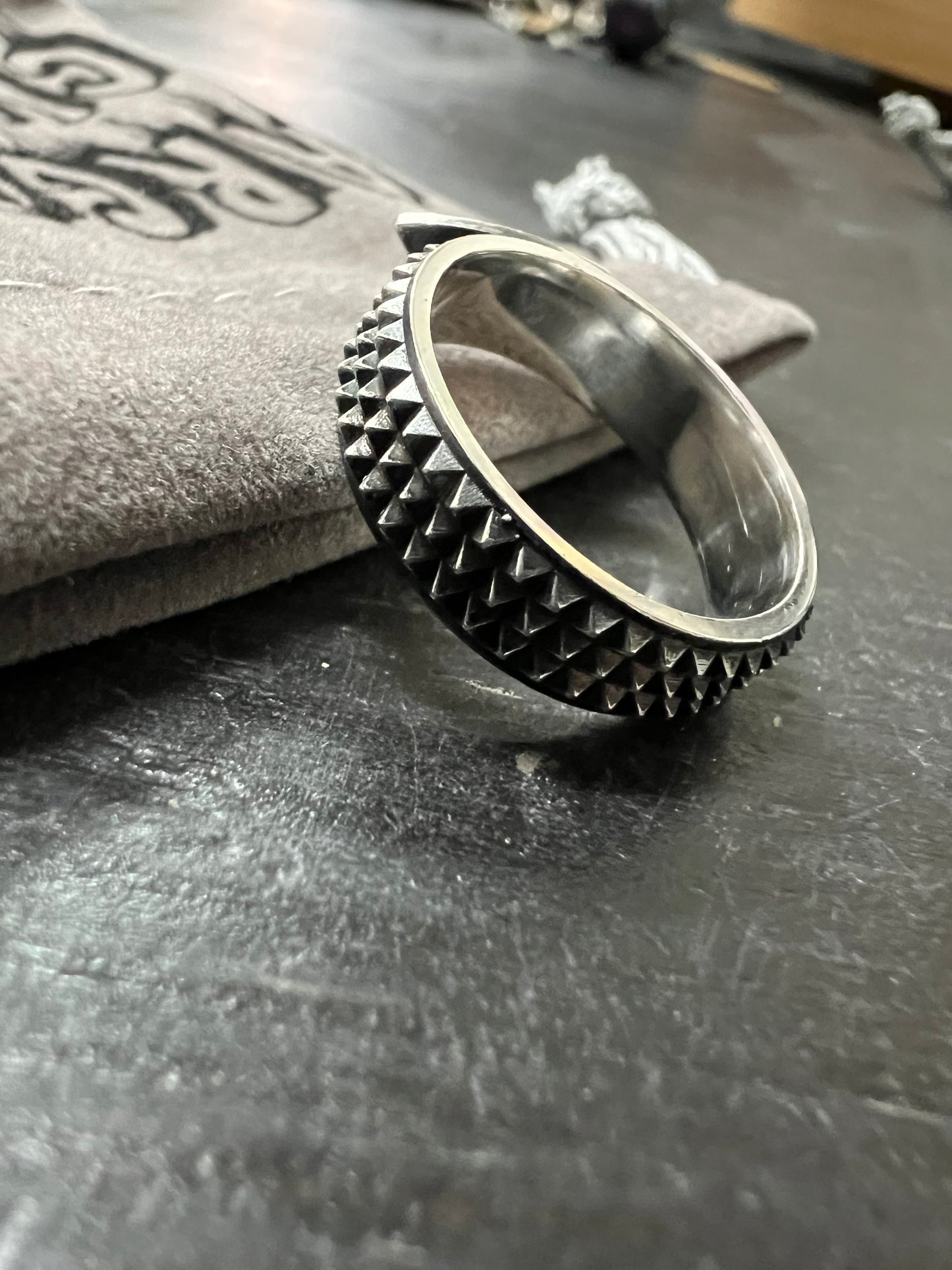 'Studded Belt' Silver Ring